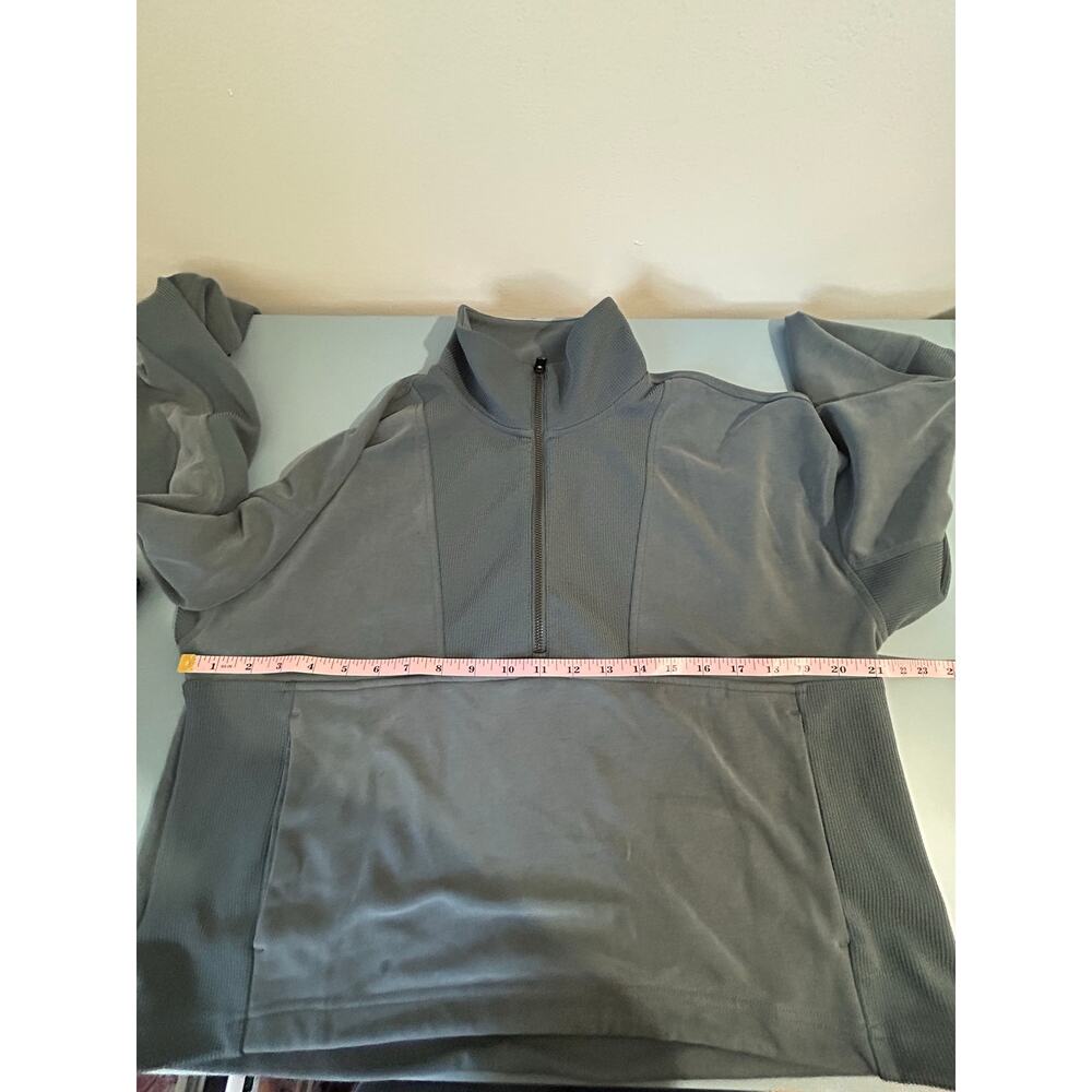 Athleta blue quarter zip sweatshirt womens M pockets super soft *small stain* - Picture 9 of 10
